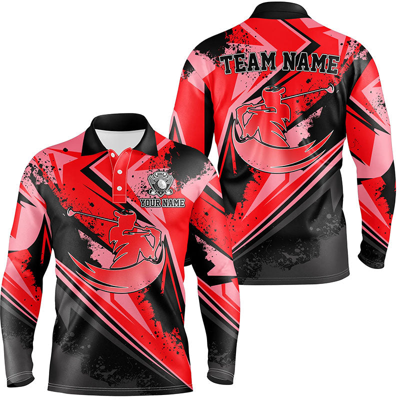 Men's Custom Red Camo Golf Polo Shirt - Stylish Golf Attire for Men, Perfect Golf Gift N7051
