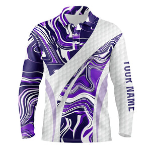 Men's Purple Camo Golf Polo Shirt with Custom White Golf Ball Design - Premium Golf Top for Men, Ideal Gift for Golf Enthusiasts N7511