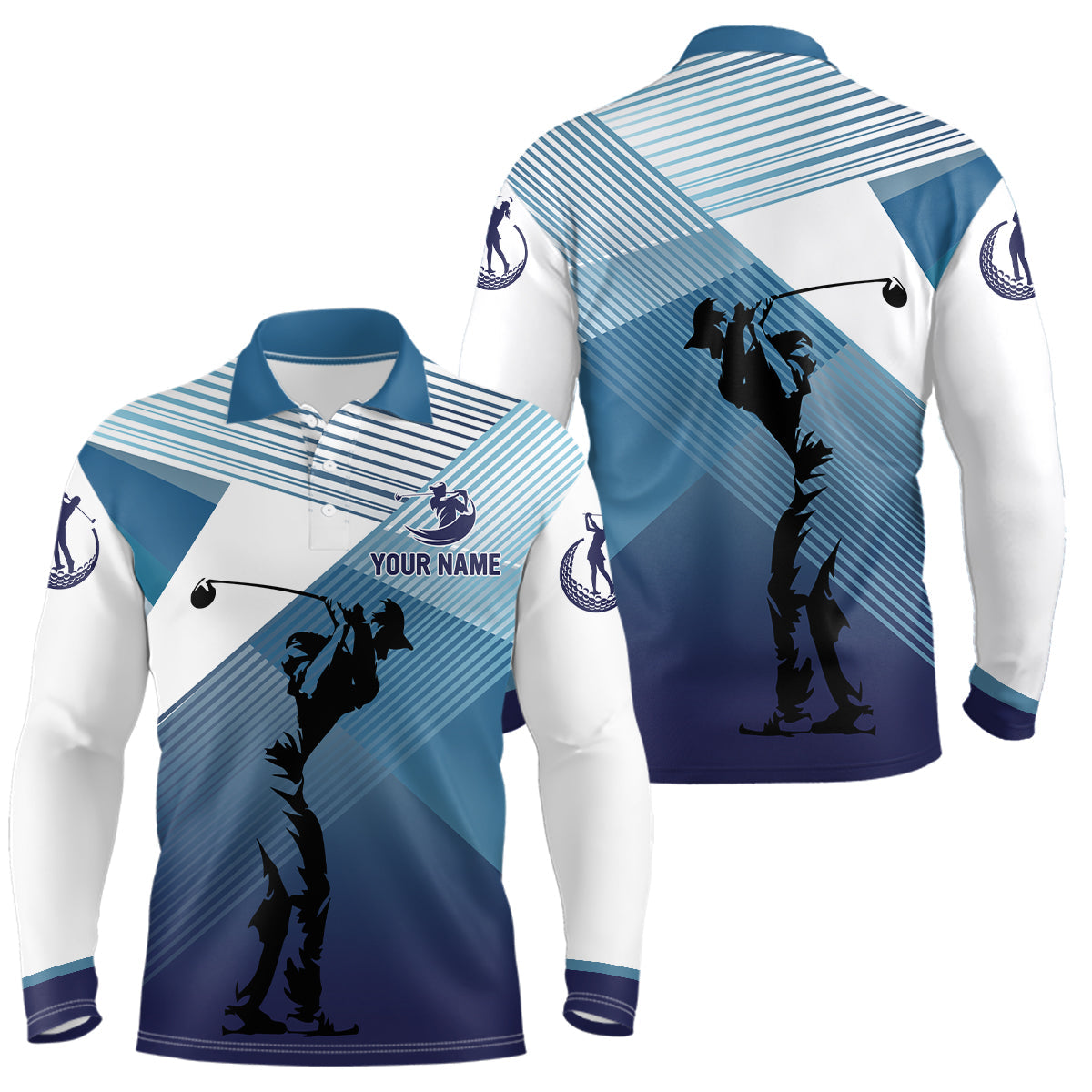 Men's Custom Abstract Blue Background Golf Polo Shirts - Team Golf Tops for Men N7075