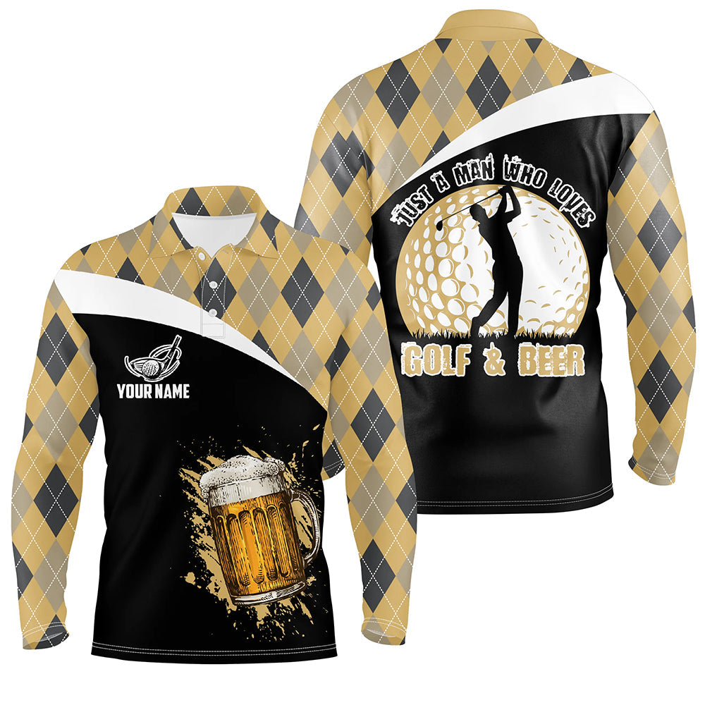 Men's Argyle Beer Golf Polo Shirt L0533