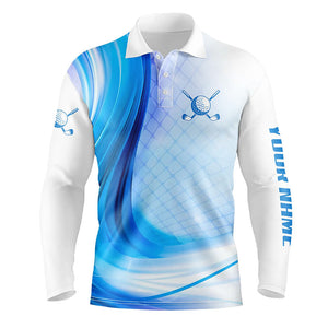 Navy Blue Sparkling Men's Golf Polo Shirt Personalized Golf Shirt For Him Golf Enthusiast Gift L1324