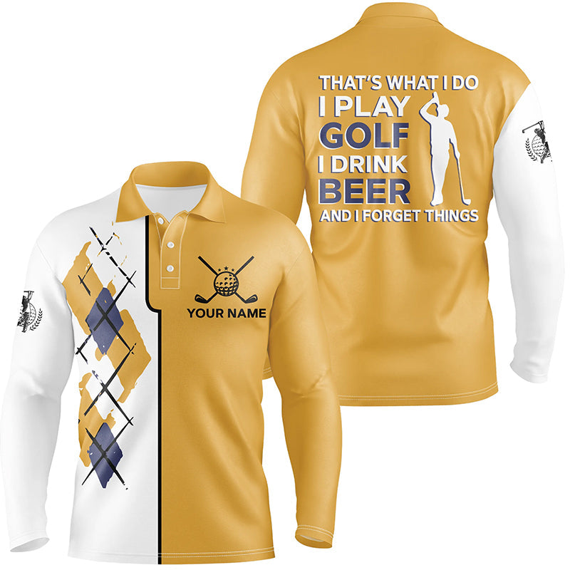 Yellow Argyle Golf Polo for Men - Funny Golf Gift L0472