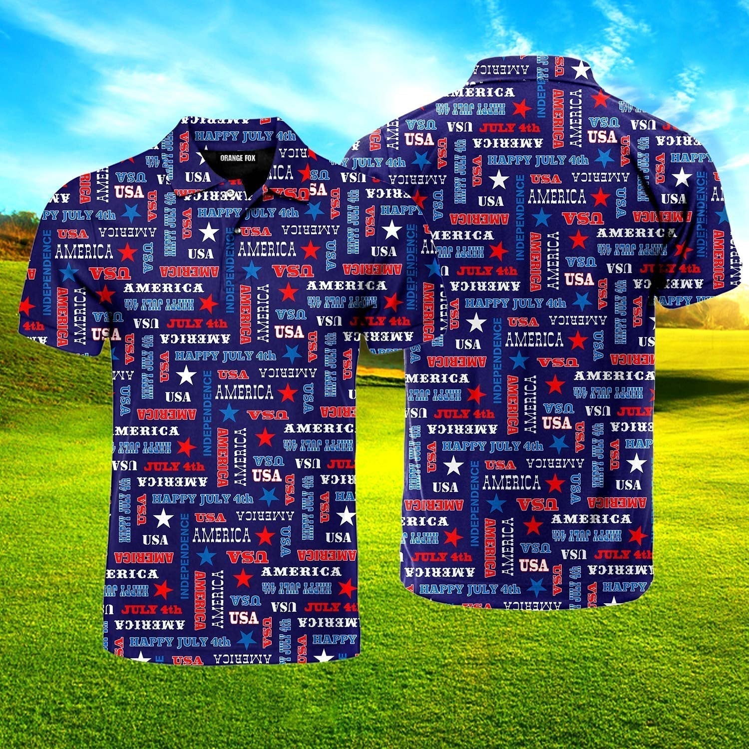 Independence Day 4th Of July America Star Polo Shirt For Men