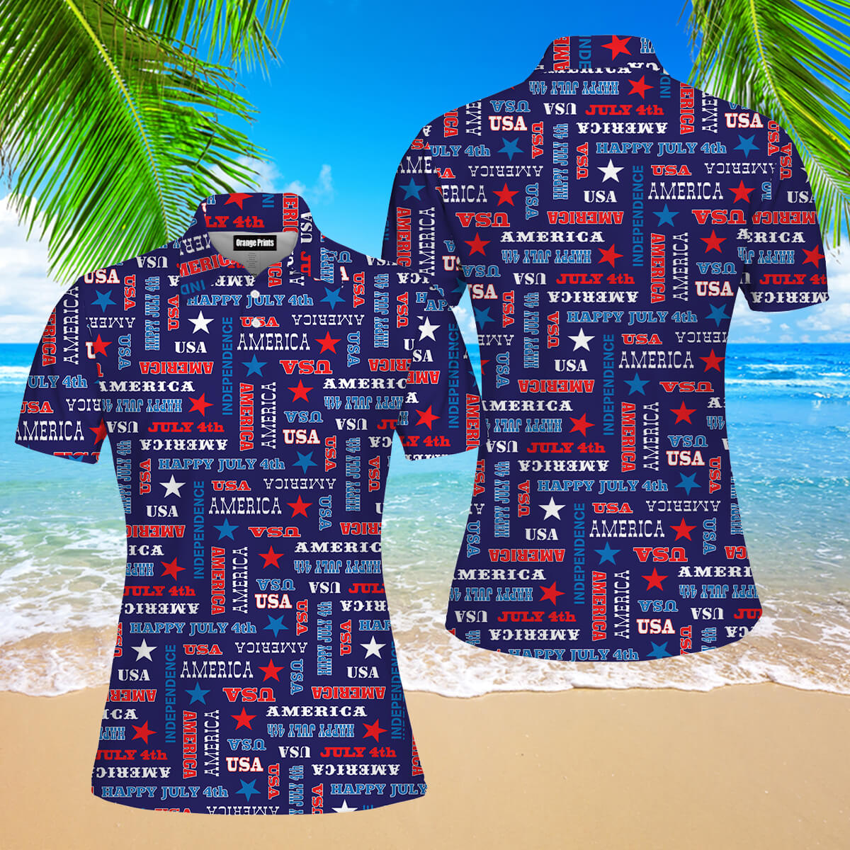 Independence Day 4th Of July America Star Polo Shirt For Women