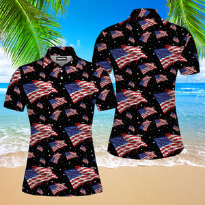 Independence Day 4th Of July American Flag Polo Shirt For Women