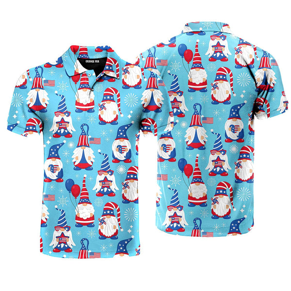 Independence Day 4th Of July Cute Patriotic Usa Gnomes Polo Shirt For Men