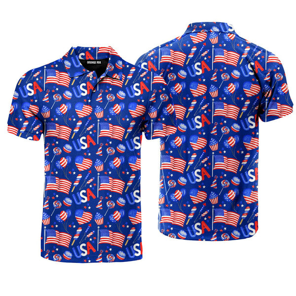Independence Day 4th Of July Patriotic American Flags Polo Shirt For Men