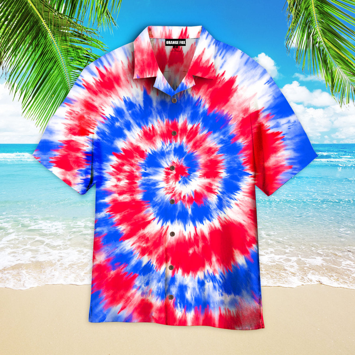 Independence Day 4th Of July Tie Dye American Flag Pattern Aloha Hawaiian Shirts For Men & Women