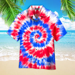 Independence Day 4th Of July Tie Dye American Flag Pattern Aloha Hawaiian Shirts For Men & Women