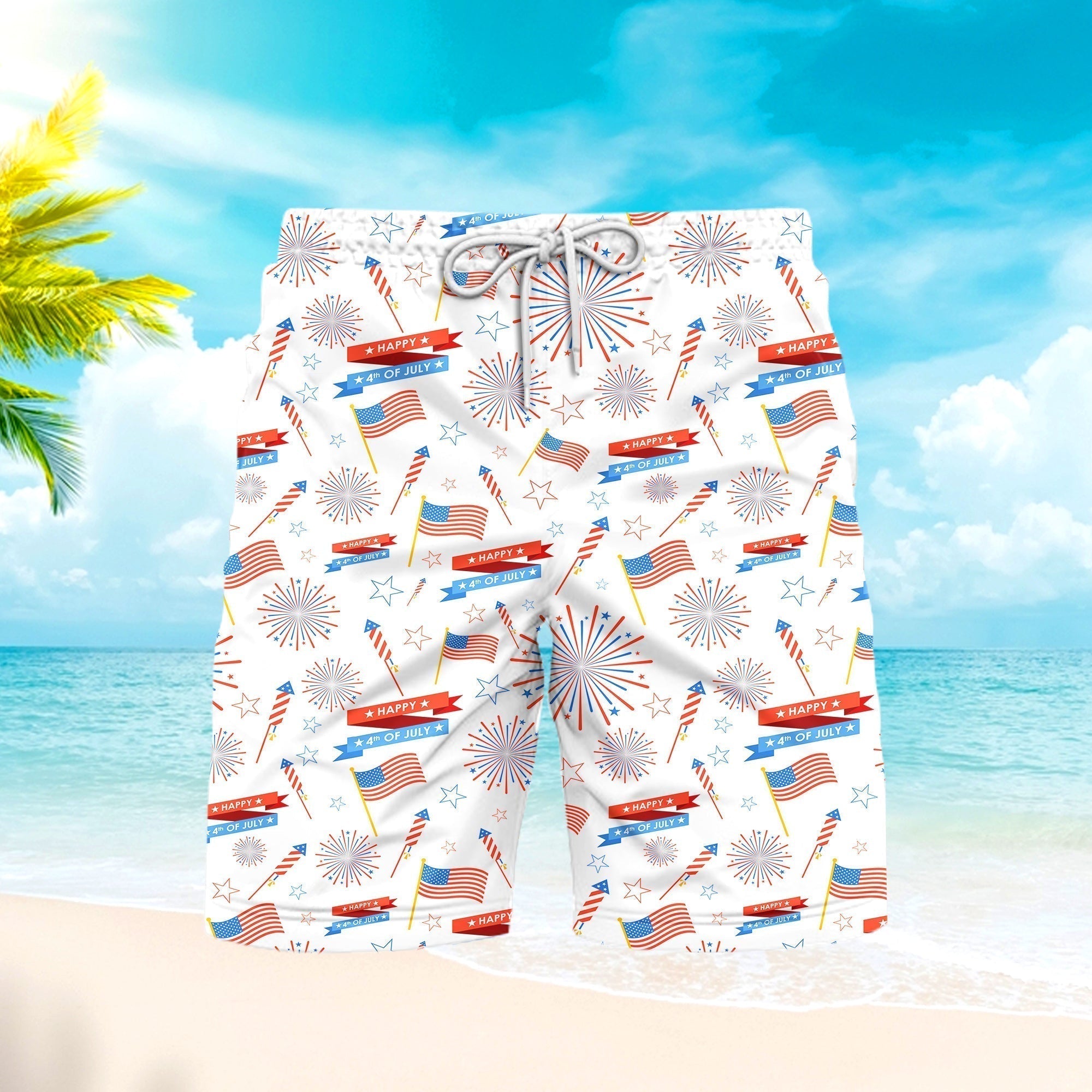 Independence Day 4th Of July US Pattern Patriotic Beach Shorts For Men