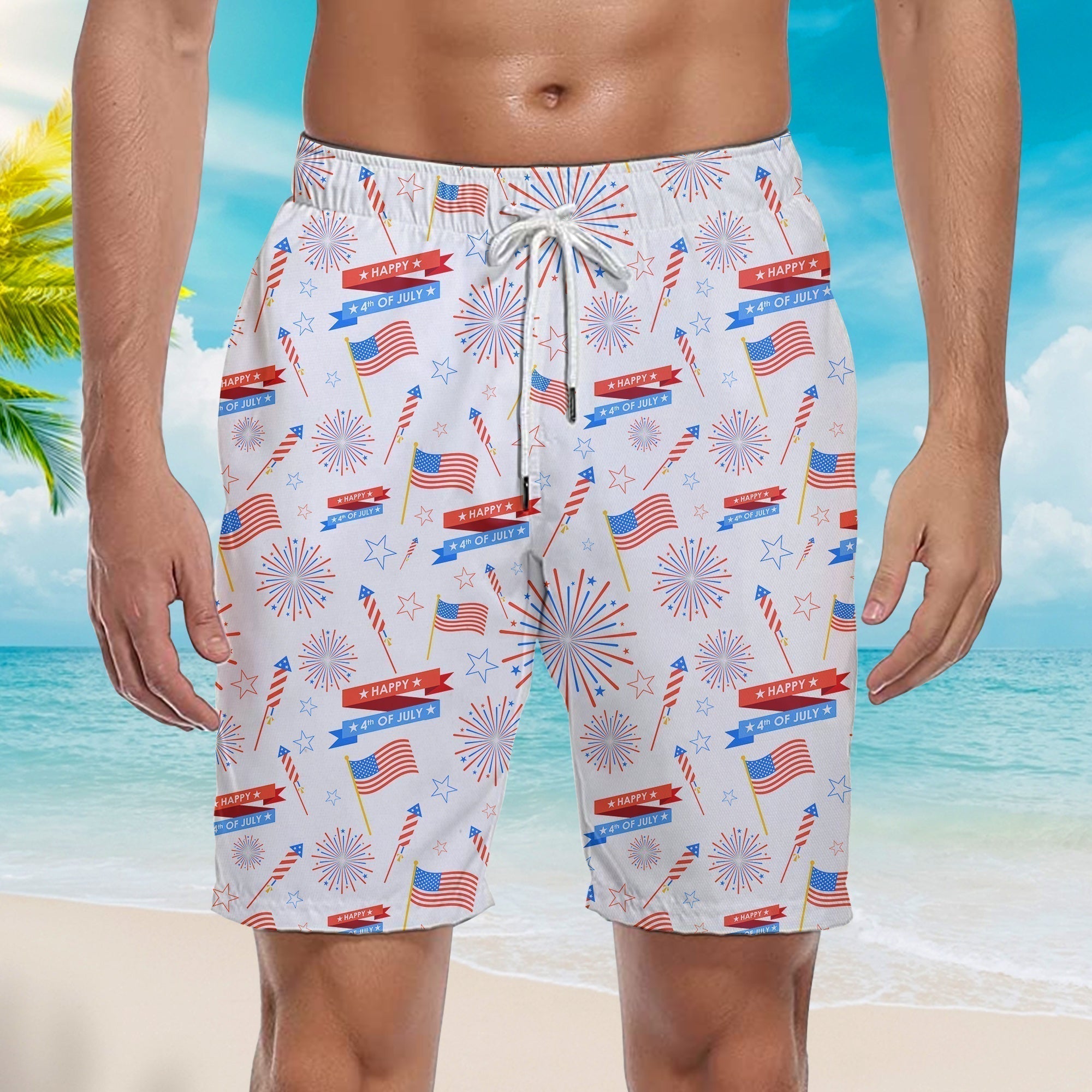Independence Day 4th Of July US Pattern Patriotic Beach Shorts For Men