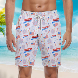 Independence Day 4th Of July US Pattern Patriotic Beach Shorts For Men