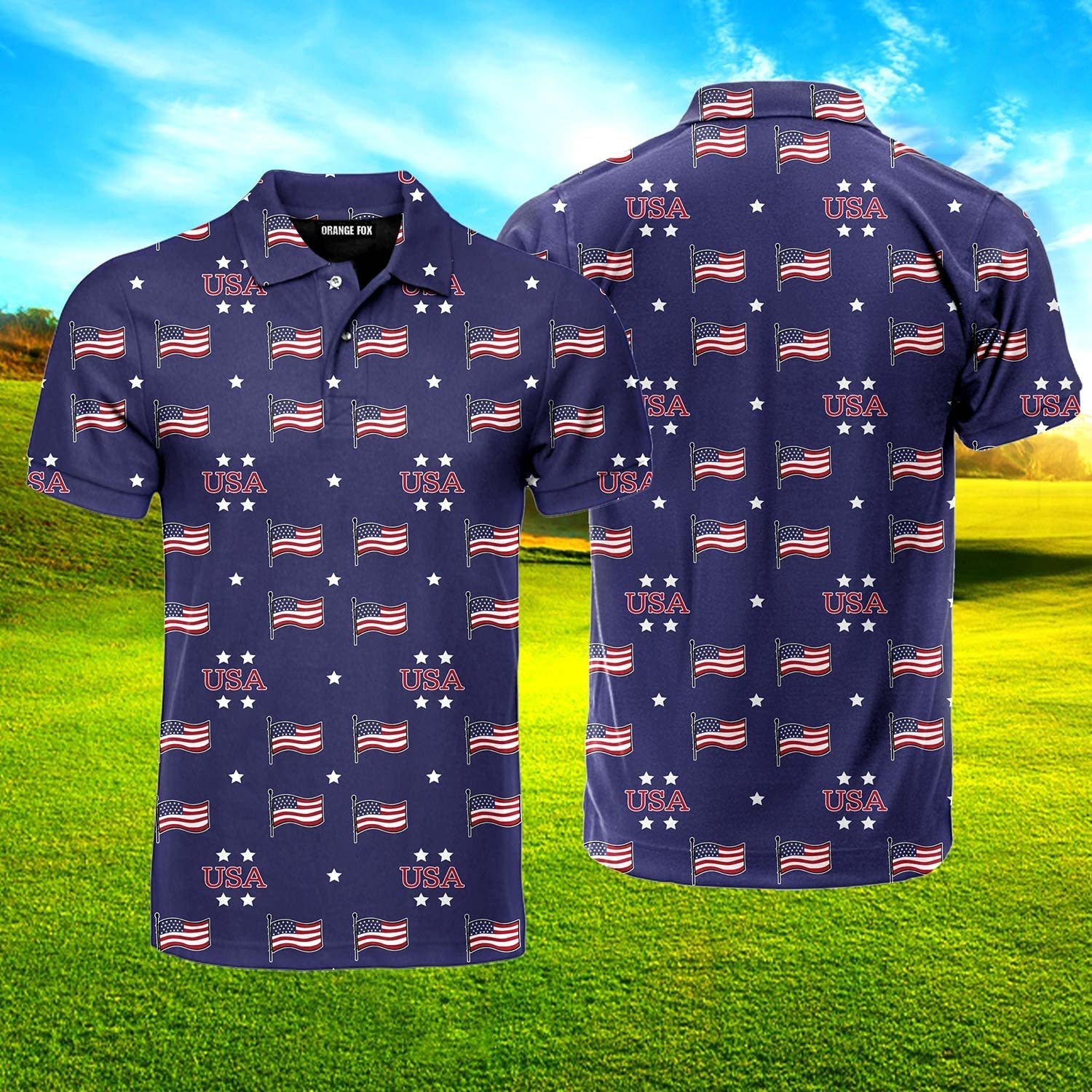 Independence Day 4th Of July Usa Patriotic Flags Polo Shirt For Men