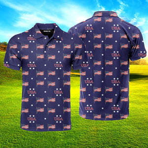 Independence Day 4th Of July Usa Patriotic Flags Polo Shirt For Men