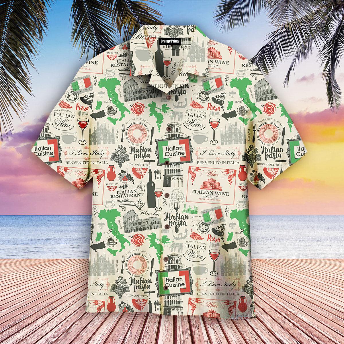 Italian Flag In Retro Style Hawaiian Shirt For Men & Women