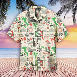 Italian Flag In Retro Style Hawaiian Shirt For Men & Women