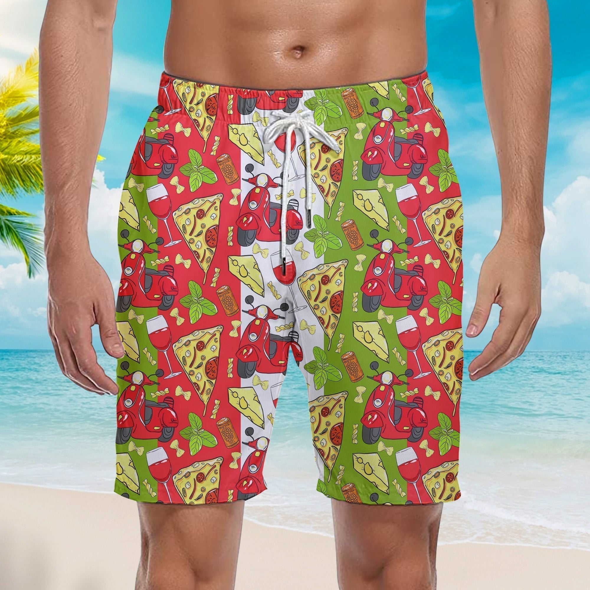 Italy Flag Beach Shorts For Men