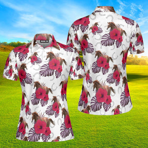 Kentucky Derby New Flower Horse Red Polo Shirt For Women