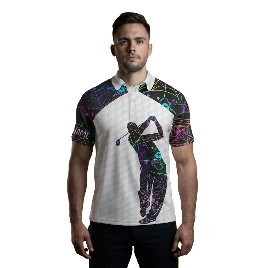 Men's Multicolor Spider Web Golf Polo L0110