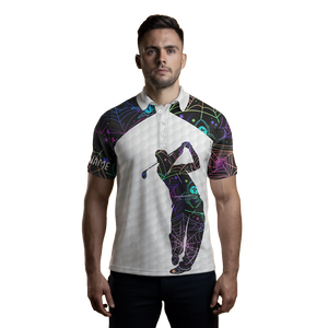 Men's Multicolor Spider Web Golf Polo L0110