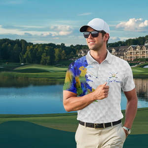 Colorful Watercolor Men's Golf Polo L0135
