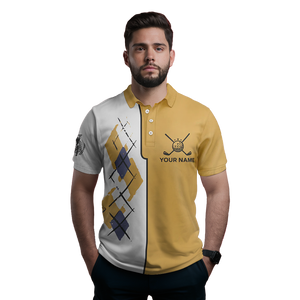Yellow Argyle Golf Polo for Men - Funny Golf Gift L0472