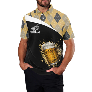 Men's Argyle Beer Golf Polo Shirt L0533