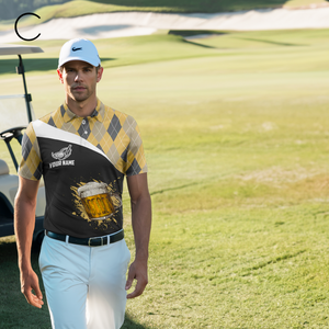 Men's Argyle Beer Golf Polo Shirt L0533