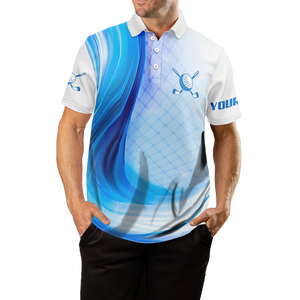 Navy Blue Sparkling Men's Golf Polo Shirt Personalized Golf Shirt For Him Golf Enthusiast Gift L1324