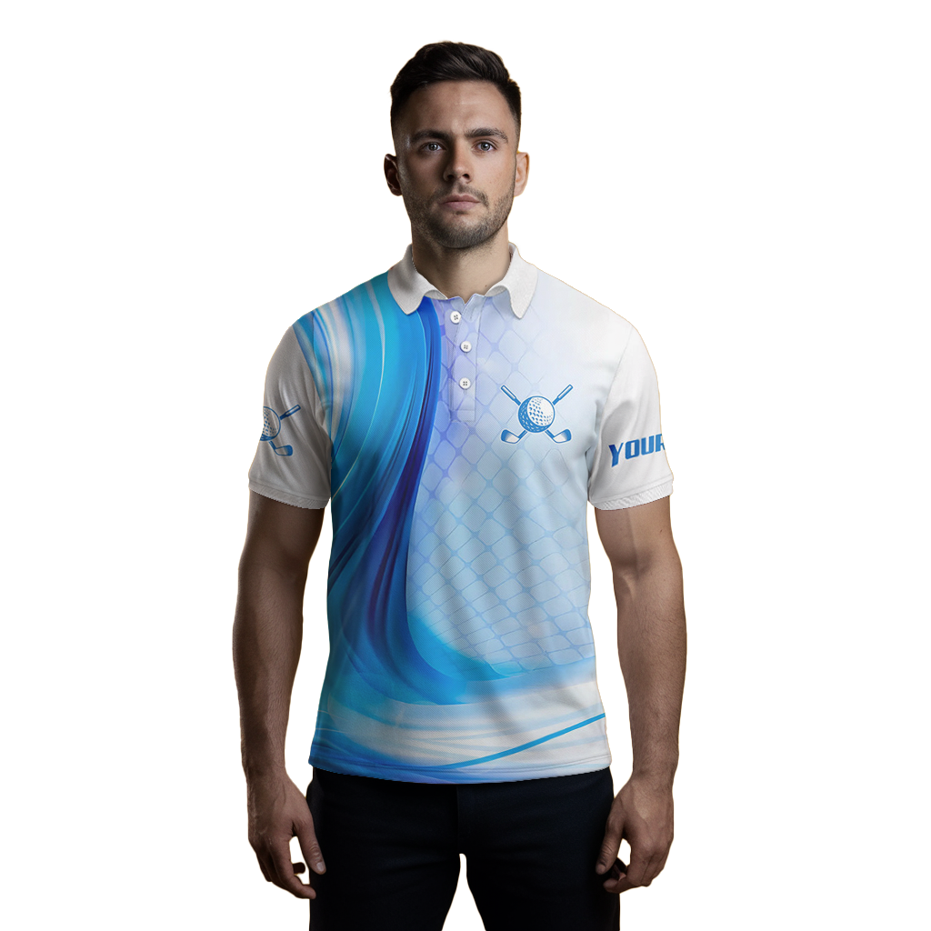 Navy Blue Sparkling Men's Golf Polo Shirt Personalized Golf Shirt For Him Golf Enthusiast Gift L1324