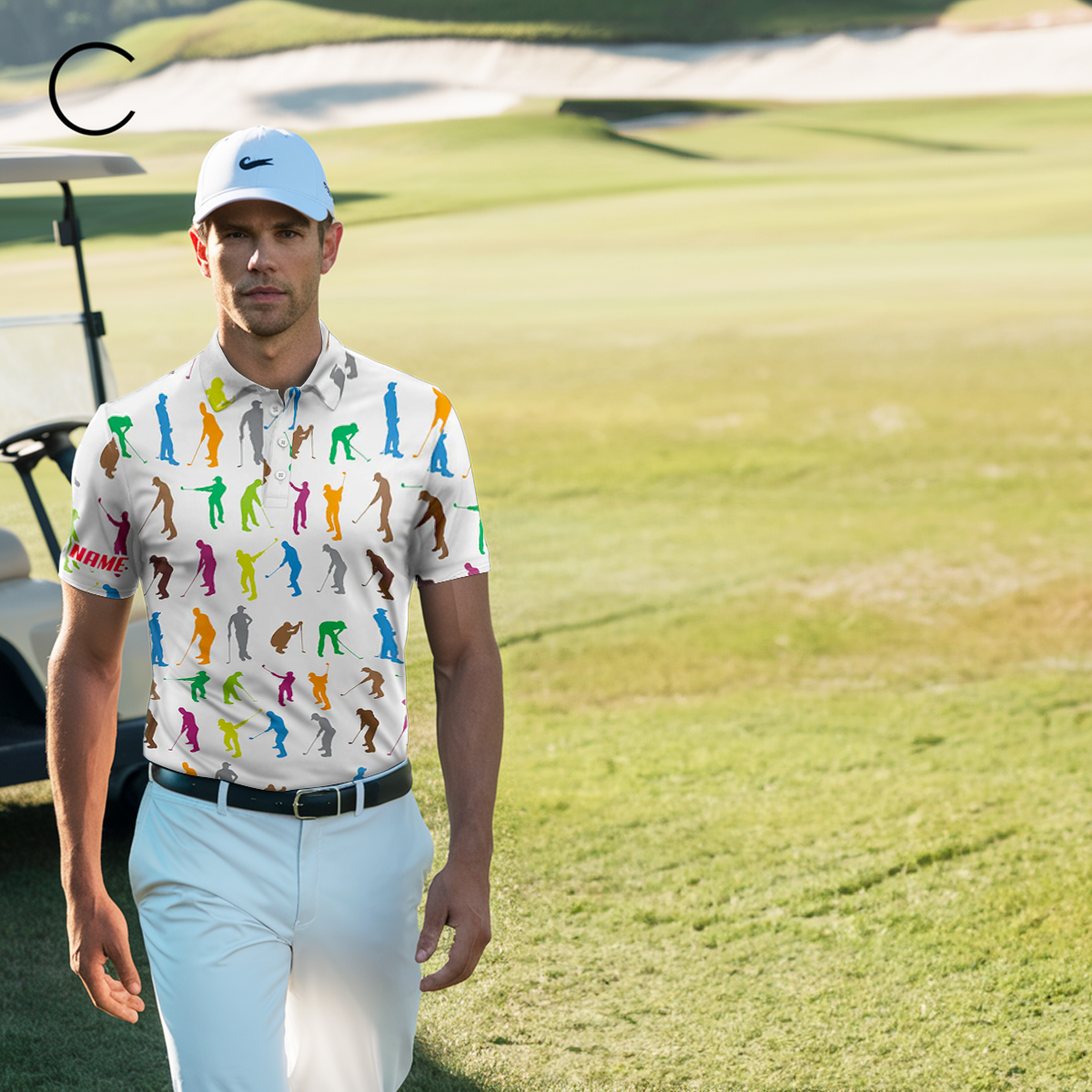 Vibrant Men's Golf Polo Shirts Personalized with Name | Fun Golf Shirts for Men | Ideal Golfing Gifts L1328