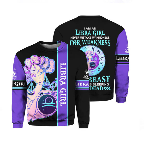 Libra Girl Zodiac Crewneck Sweatshirt For Men & Women