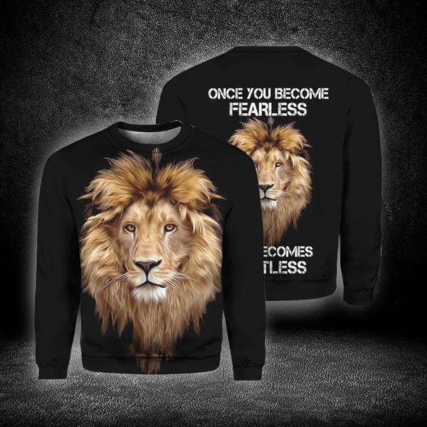 Lion Head Fearless Inspirational Crewneck Sweatshirt For Men & Women
