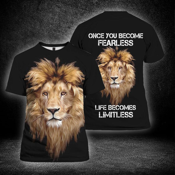 Lion Head Fearless Inspirational T Shirt For Men & Women