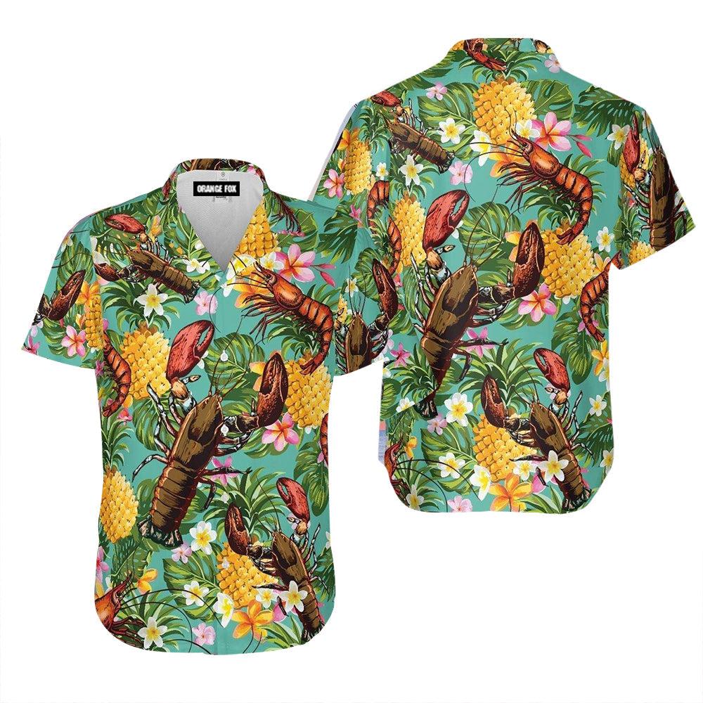 Lobster Tropical Pineaple Flowers Hawaiian Shirt For Men & Women