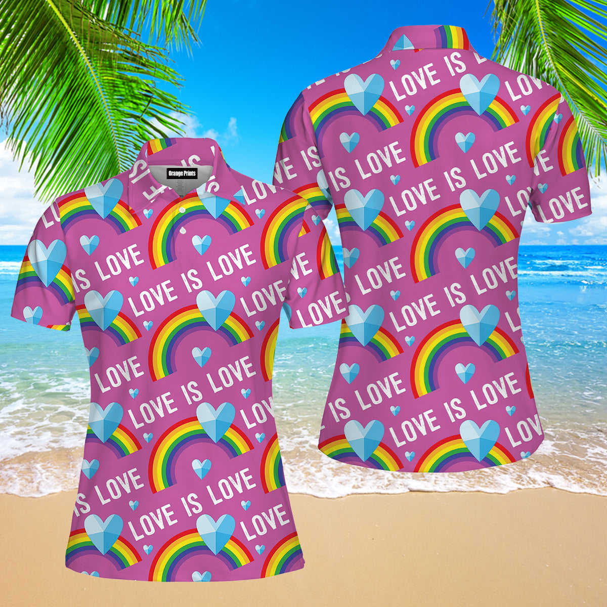Love Is Love LGBT Rainbow Polo Shirt For Women