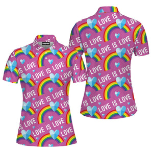Love Is Love LGBT Rainbow Polo Shirt For Women