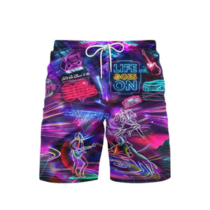 Made In The Music Neon Vintage 80s Beach Shorts For Men