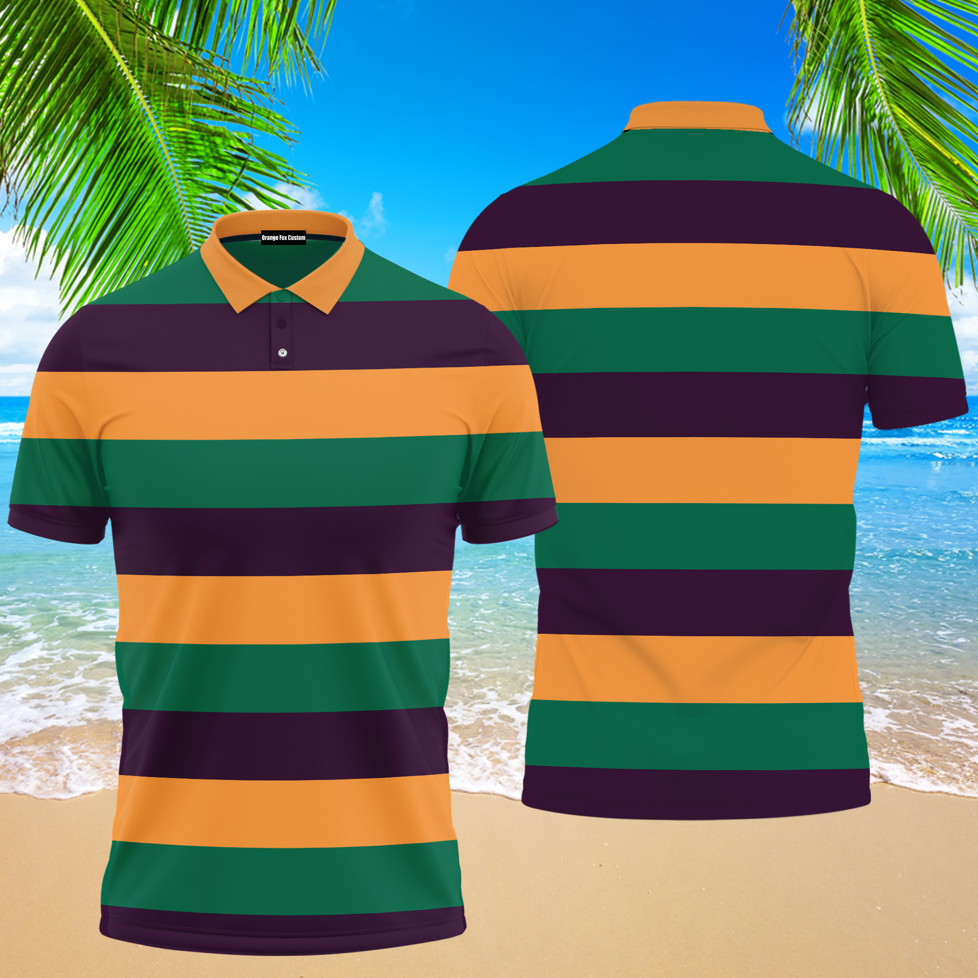 Mardi Gras Striped Polo Shirt For Men