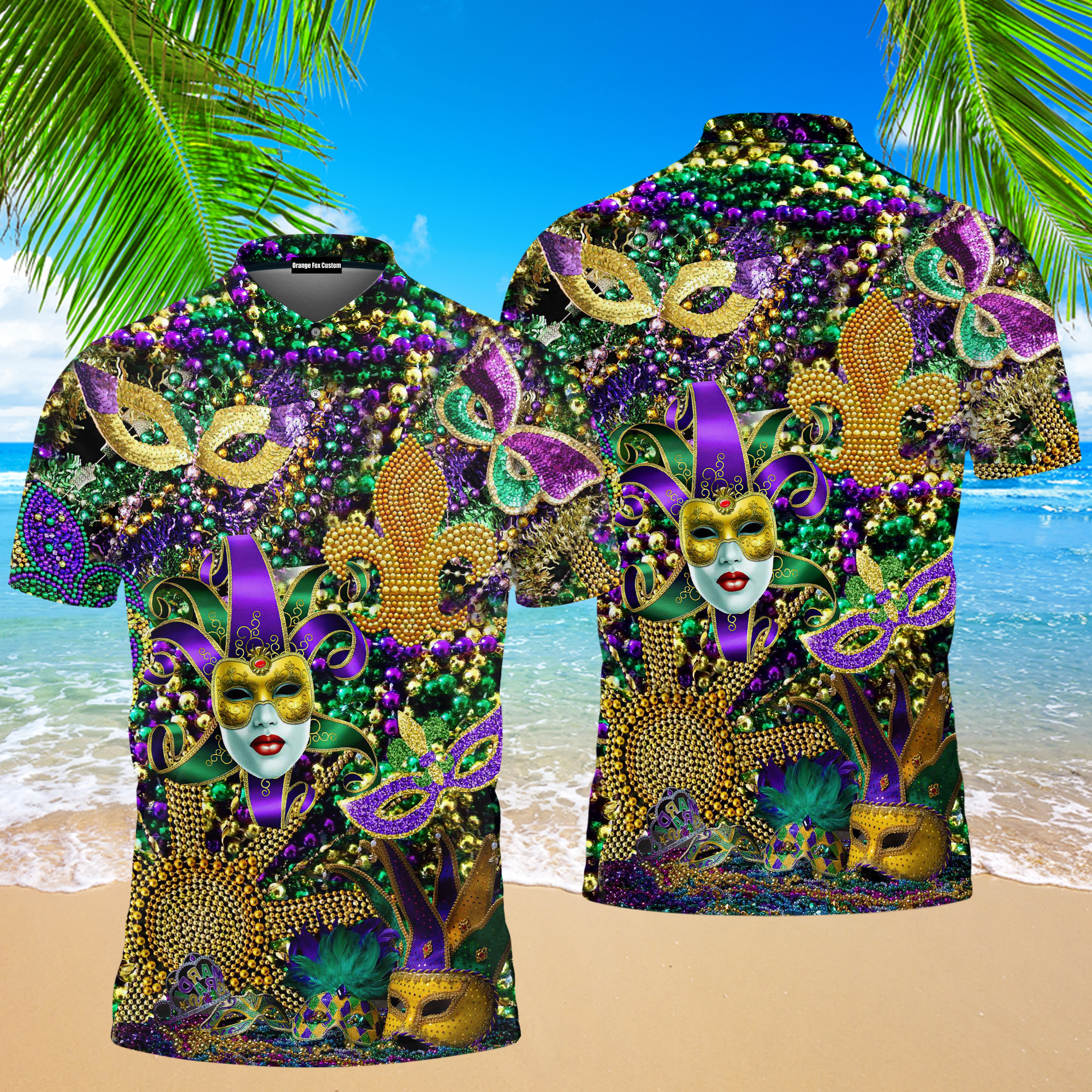 Mardi Grass Color Festival Polo Shirt For Men