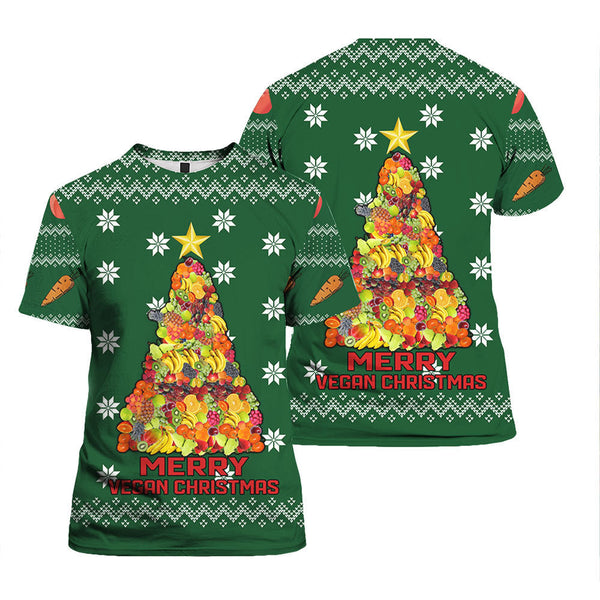 Merry Vegan Christmas T Shirt For Men & Women