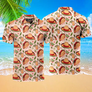 Mexican Tequila Tacos Hat Polo Shirt For Men