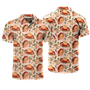 Mexican Tequila Tacos Hat Polo Shirt For Men
