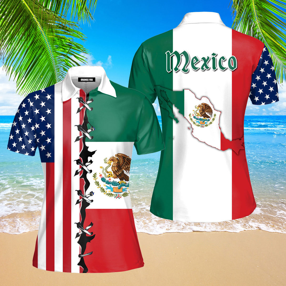 Mexico Flag Polo Shirt For Women