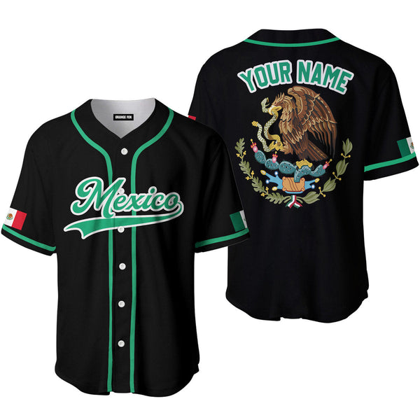 Mexico Logo Black Green White Custom Name Baseball Jerseys For Men & Women