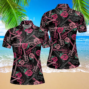 Music Guitars Melody And Rose Polo Shirt For Women