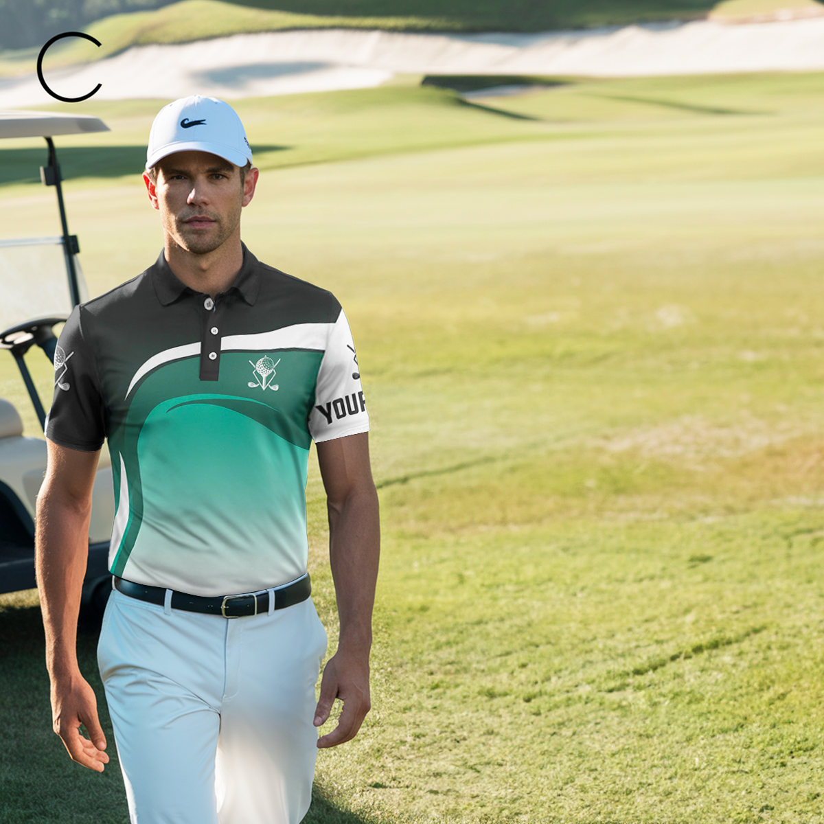 Men's Customizable Golf Polo Shirts in Black, White, and Green - Perfect for Golf Tournaments and Events N5049