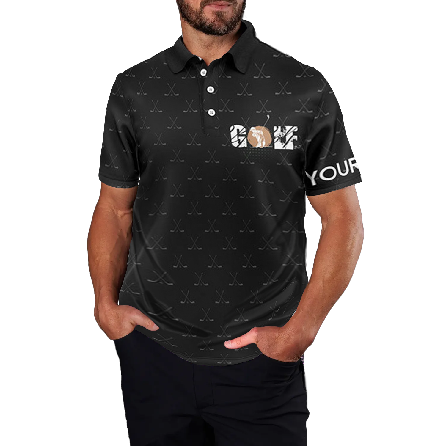 Humorous Men's Golf Polo Shirts - "I Hate Golf, Nice Shot" - Custom Black Pattern - Golf Enthusiast's Favorite N5436