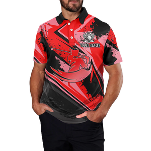 Men's Custom Red Camo Golf Polo Shirt - Stylish Golf Attire for Men, Perfect Golf Gift N7051
