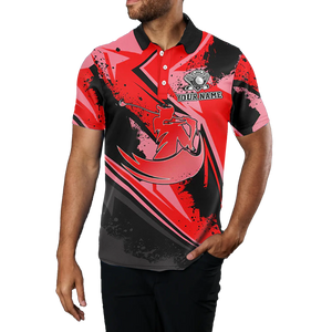 Men's Custom Red Camo Golf Polo Shirt - Stylish Golf Attire for Men, Perfect Golf Gift N7051